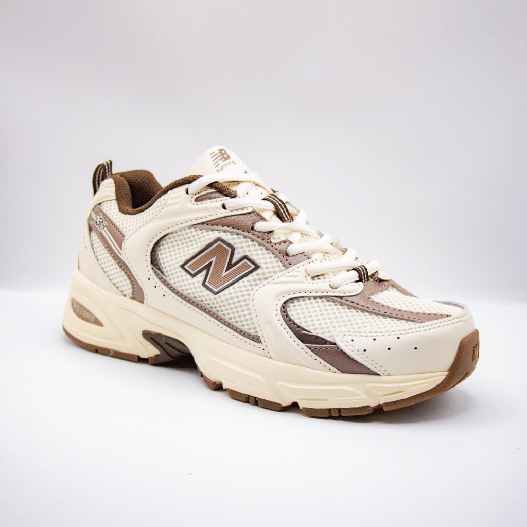 New Balance 530 Blanco con Café y Beige